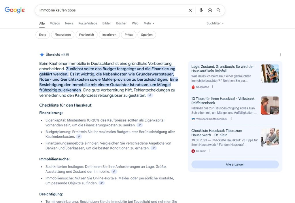 AI SEO: come cambierà l'ottimizzazione dei motori di ricerca nel 2025 - visibile nonostante l'AI 4 Esempio di risposta AI