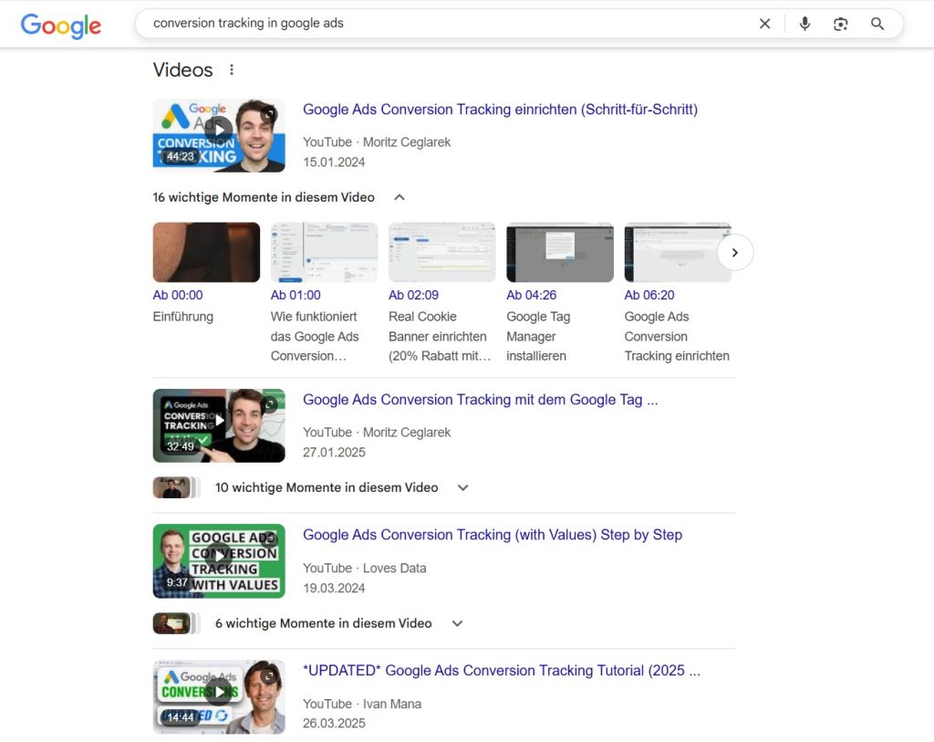 AI SEO: come cambierà l'ottimizzazione dei motori di ricerca nel 2025 - visibile nonostante l'AI 5 SERP dei video